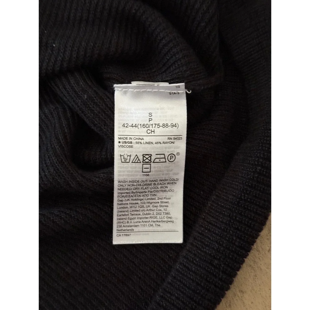 Banana Republic Womens Black Linen Blend Ribbed Knit Short Sleeve Sweater Small - Picture 5 of 10
